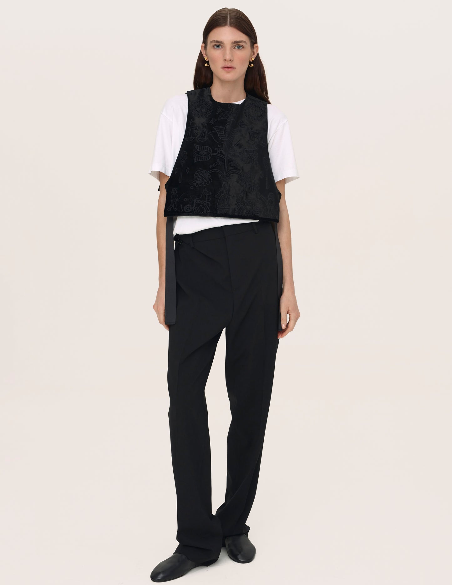 Embroidered Velvet Vest