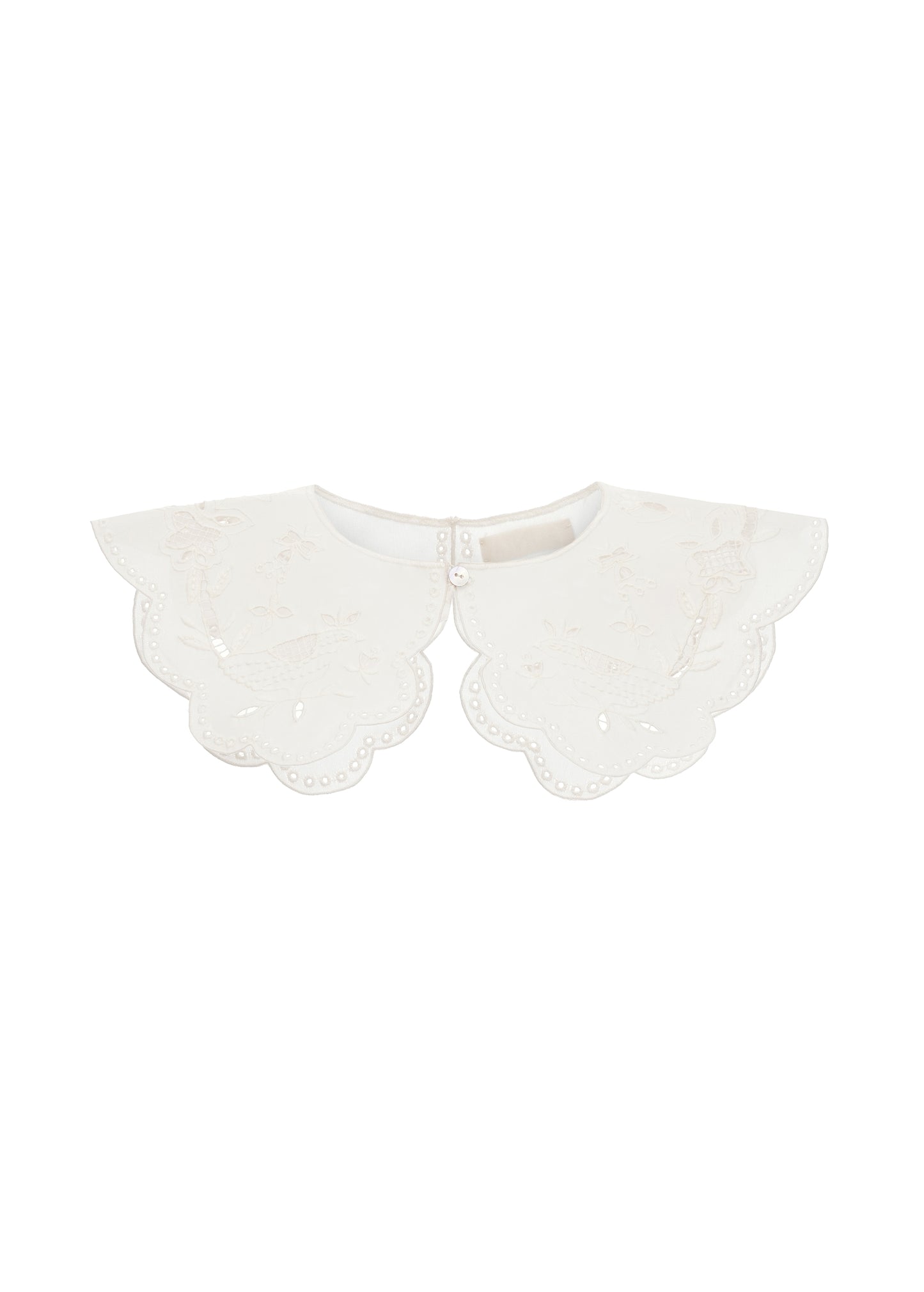 Embroidered collar big in white