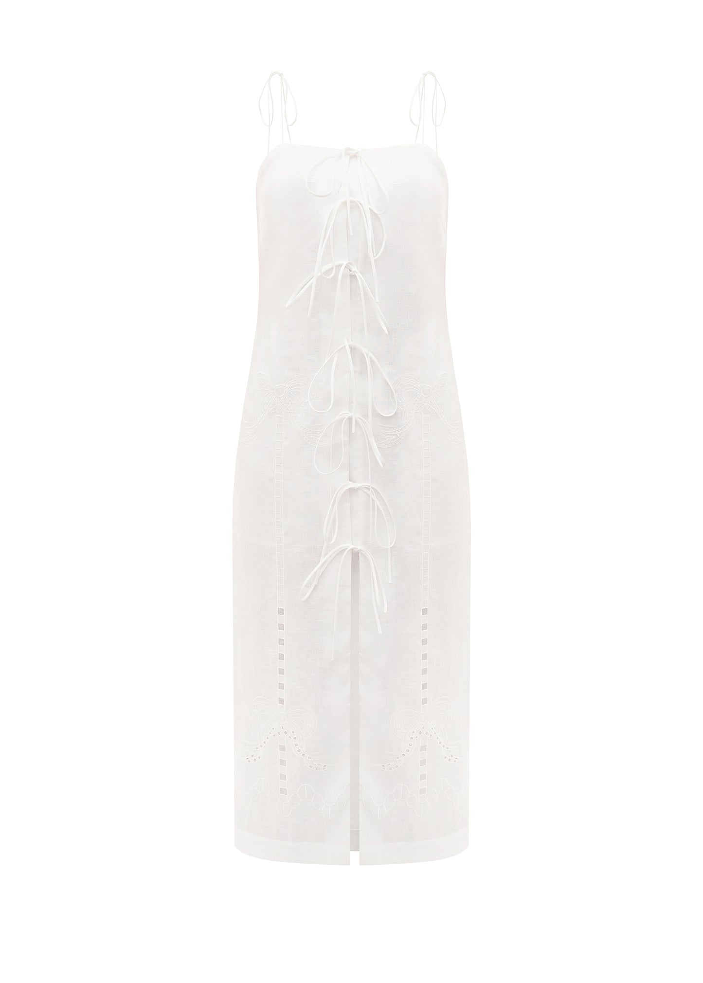 Oliana Dress With Ties in Milk