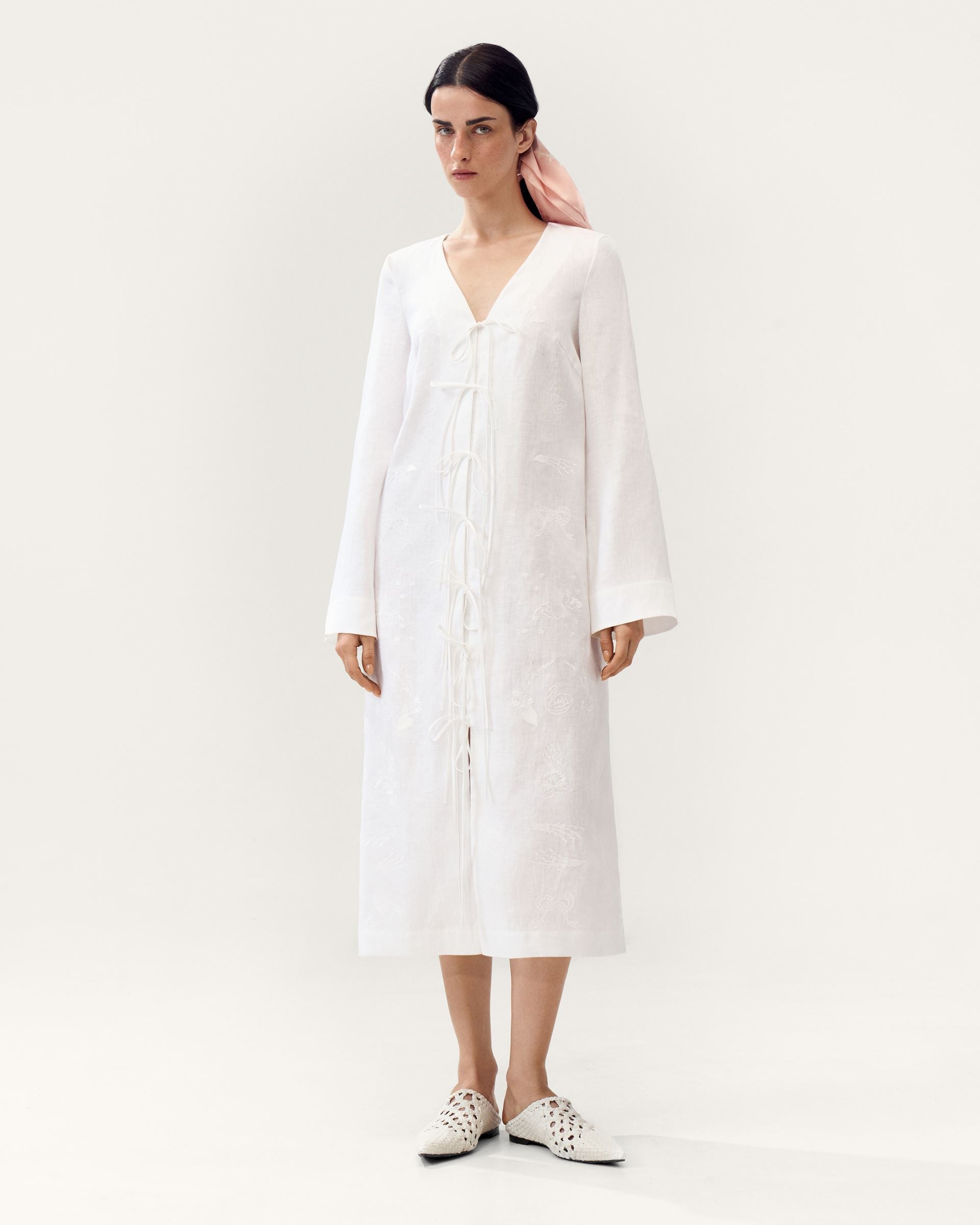 Сукня-халат на зав'язках Зена молочний