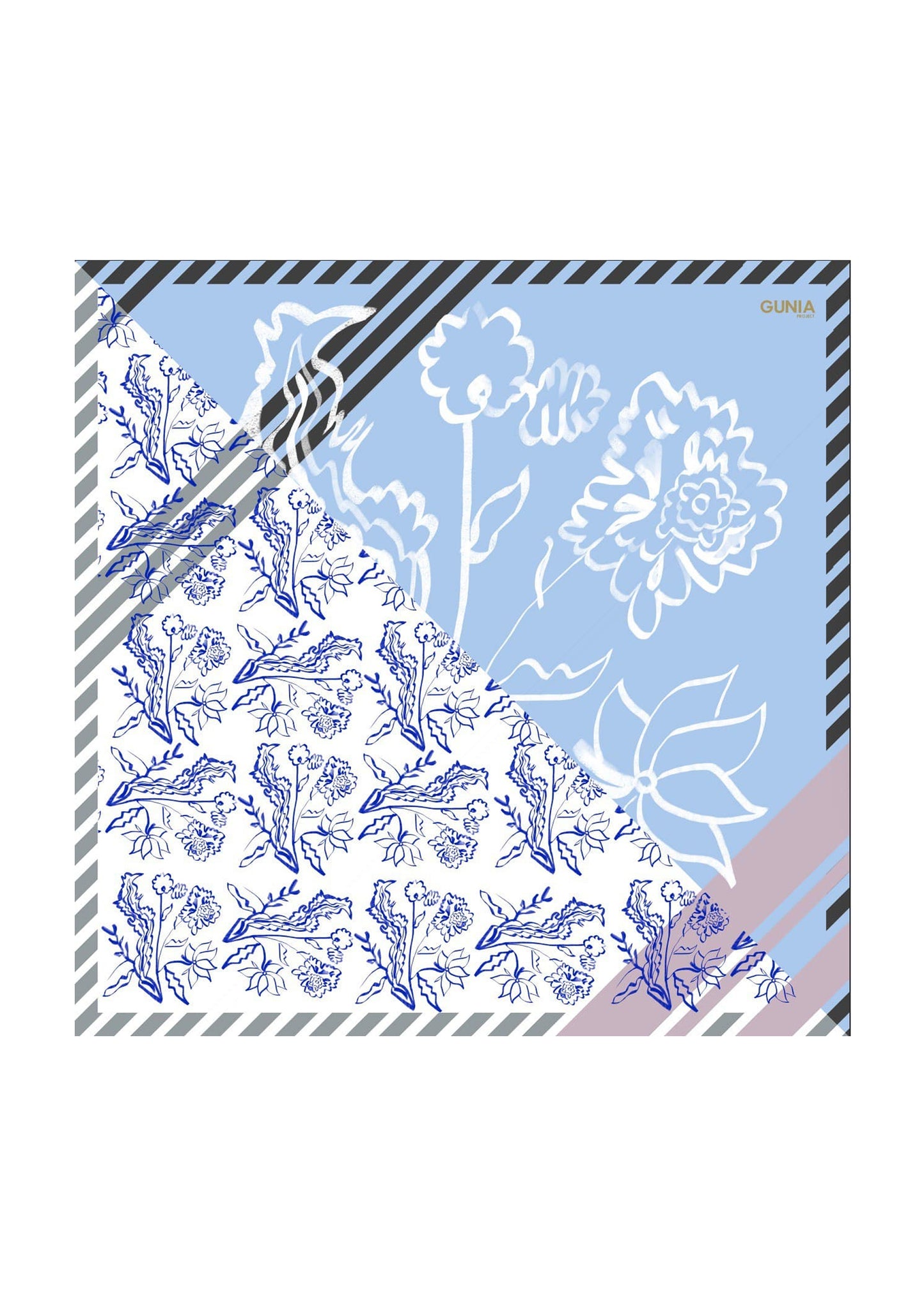 Silk headscarf Indigo