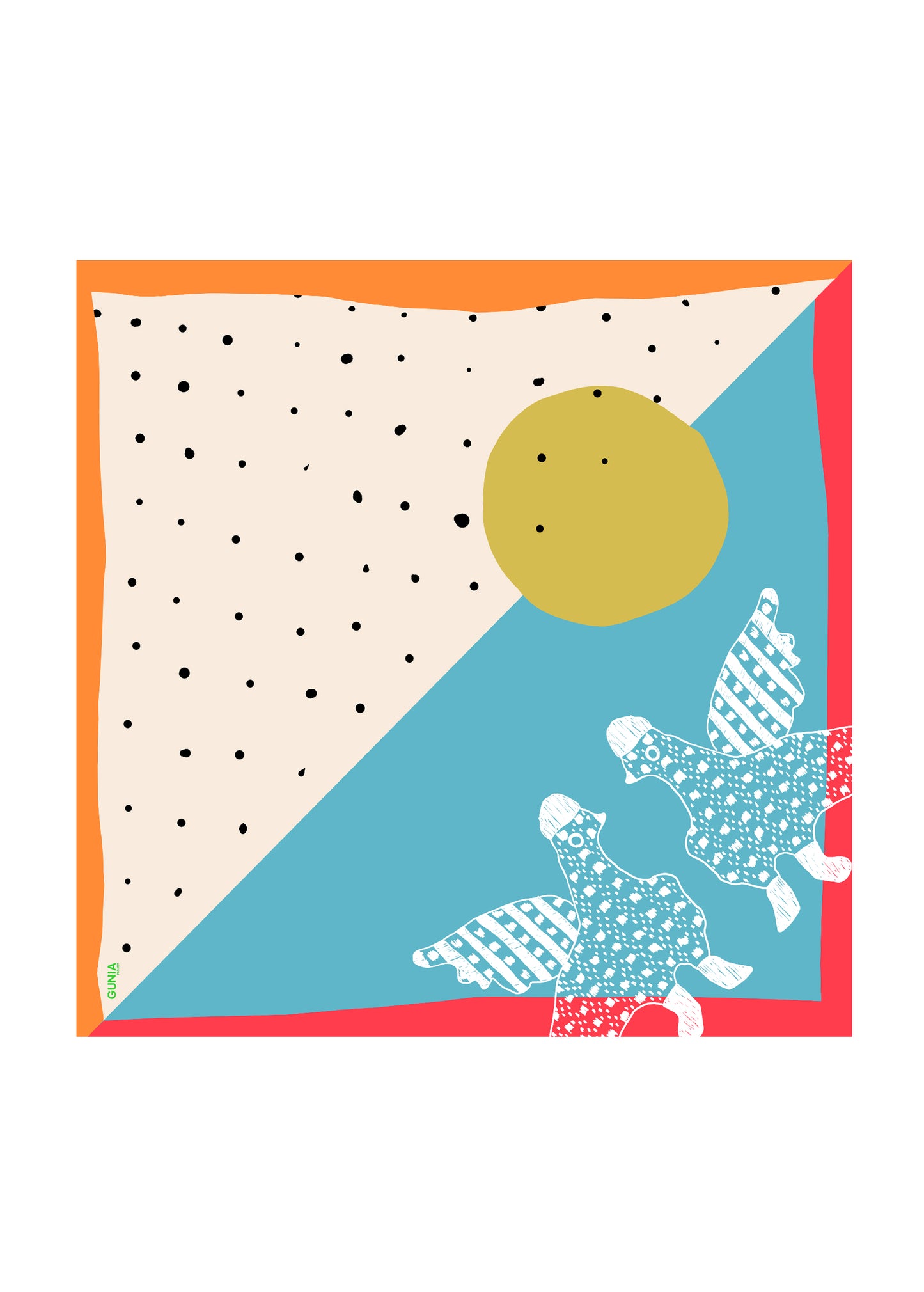 Silk headscarf with birds