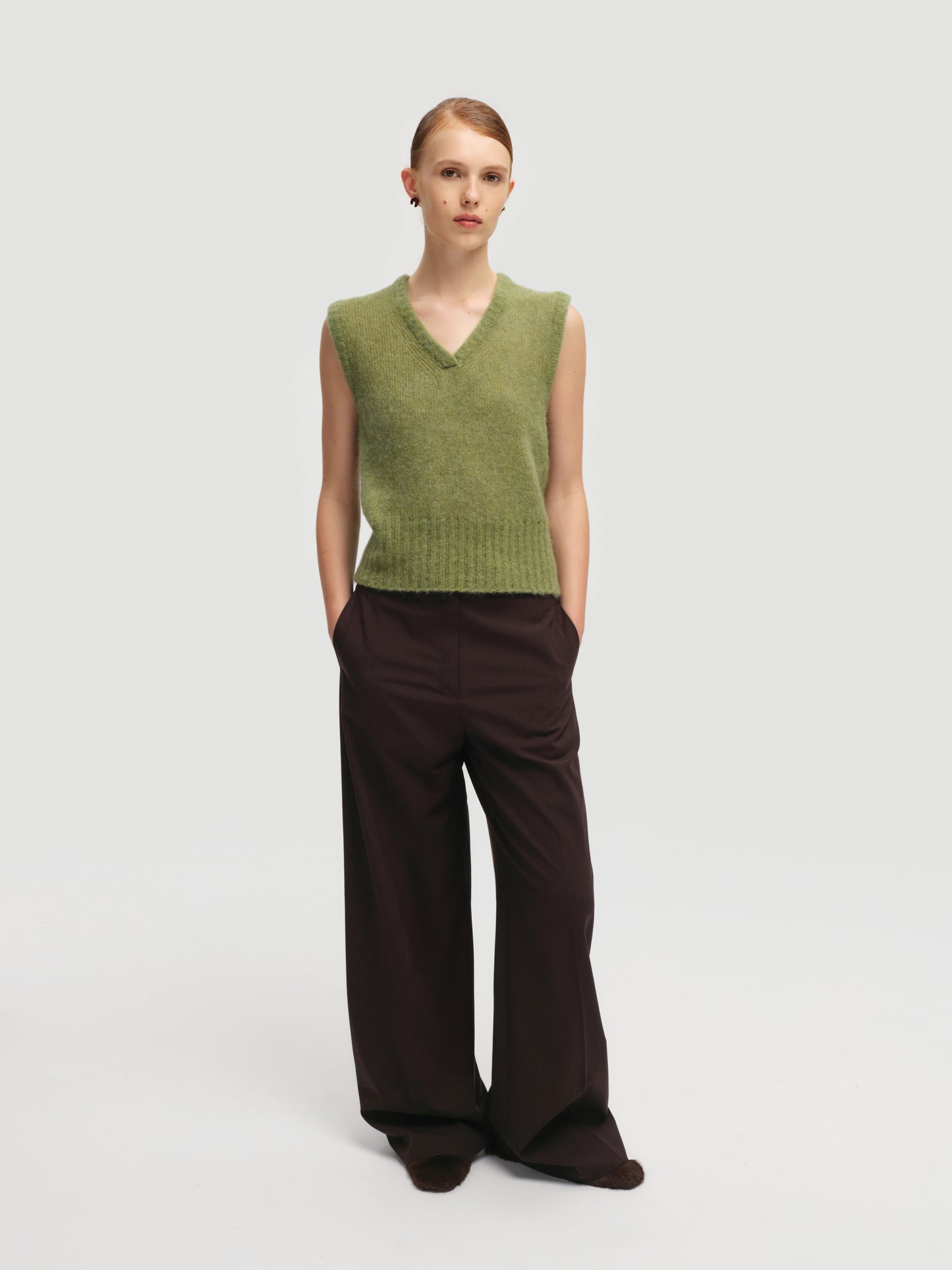 Lace-trimmed Vest in Green