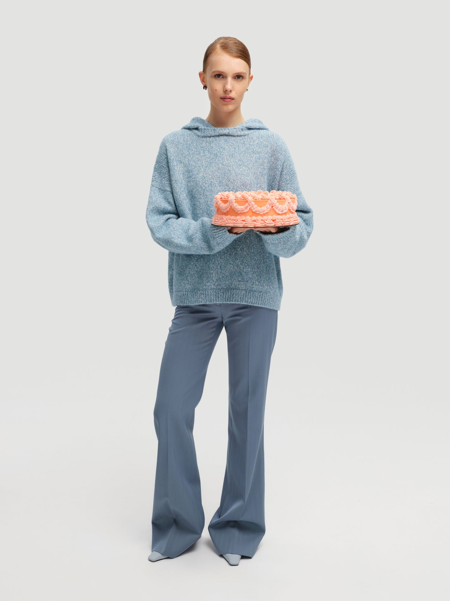 Hooded Mélange Sweater in Blue