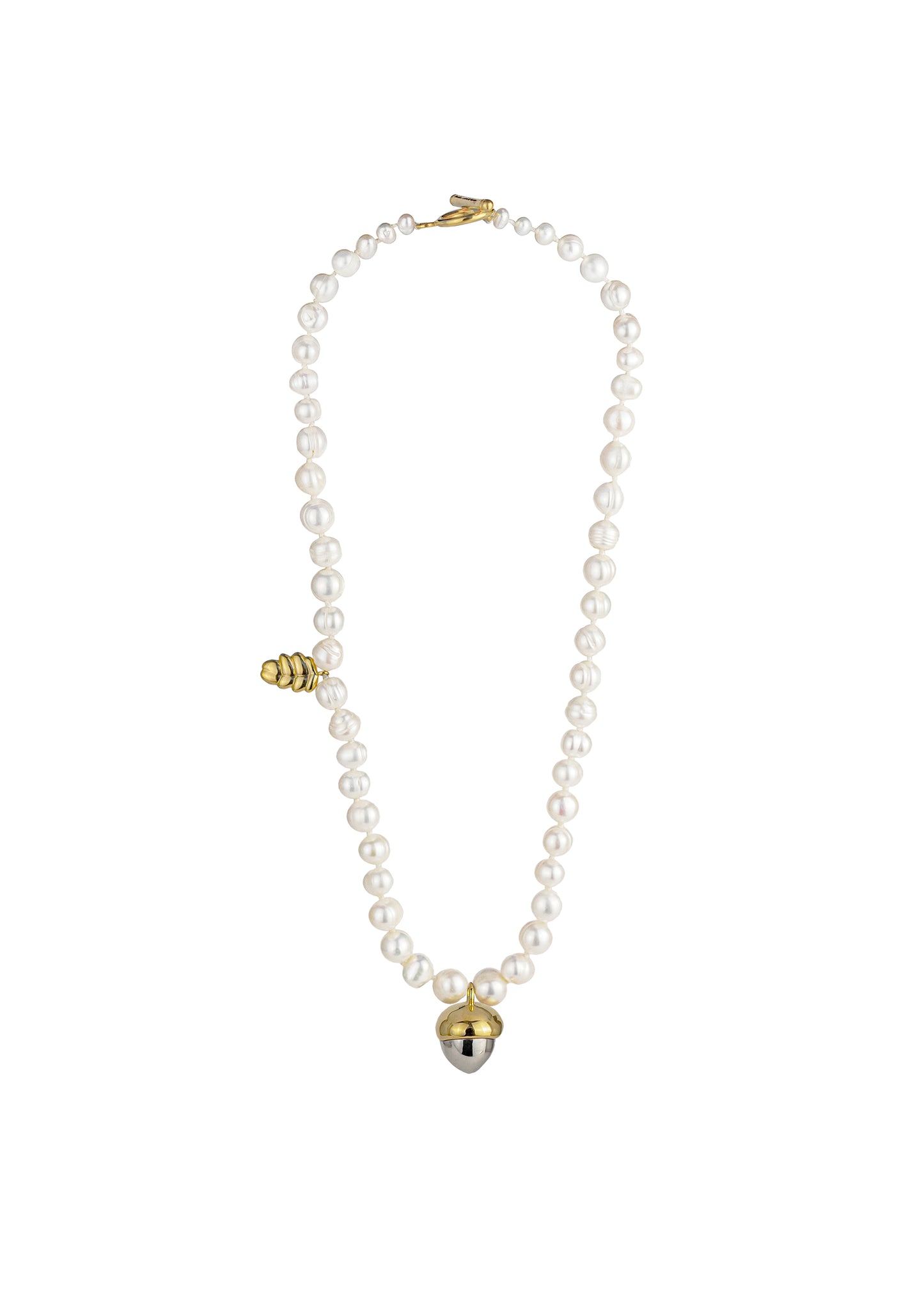 Кольє з жолудем та білими перлами