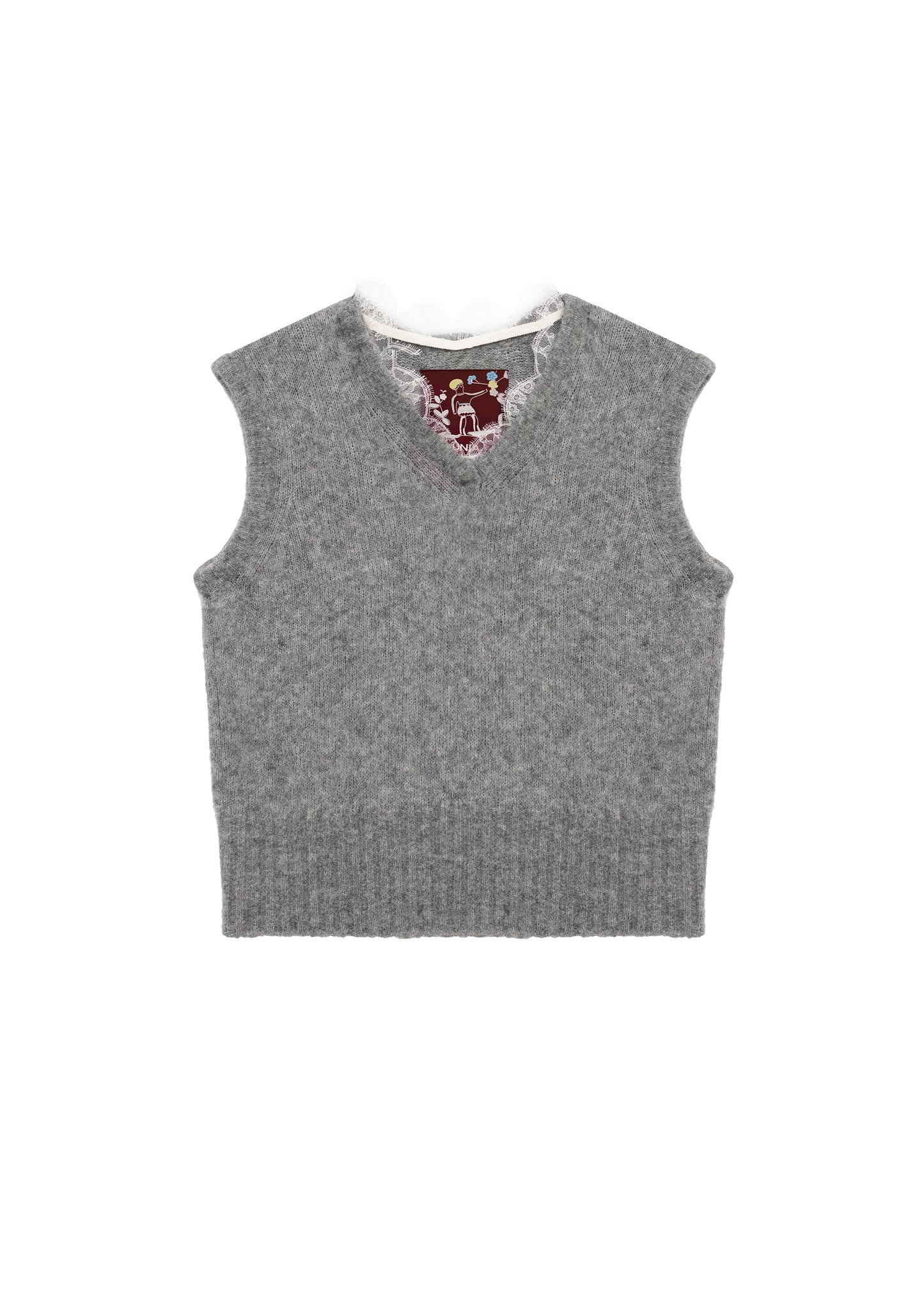 Lace-trimmed Vest in Grey