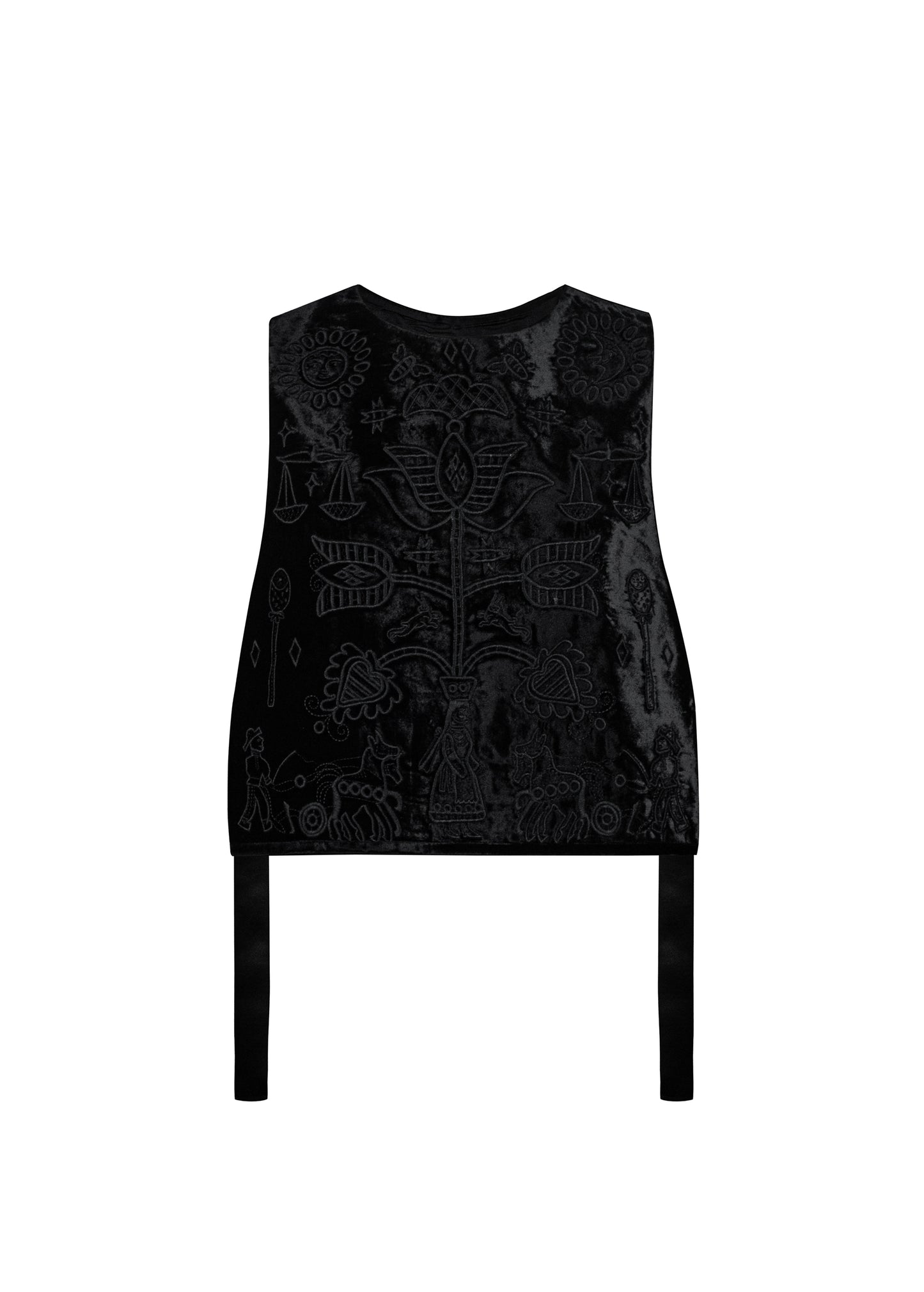 Embroidered Velvet Vest