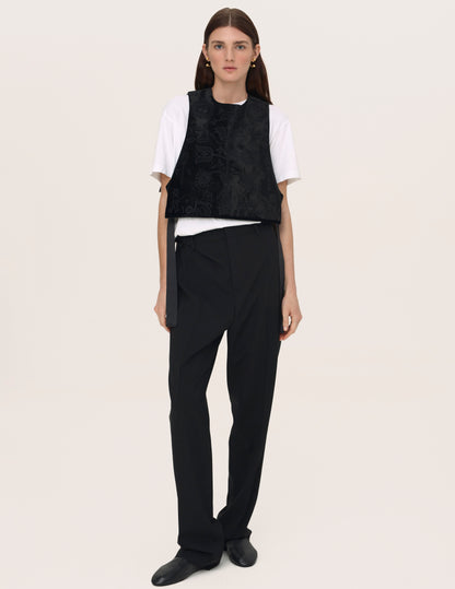 Embroidered Velvet Vest