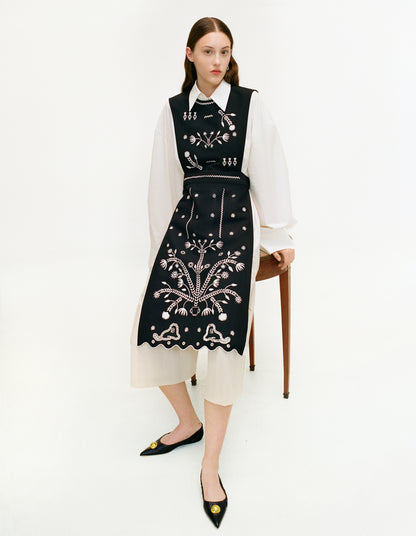 Black Embroidered Apron