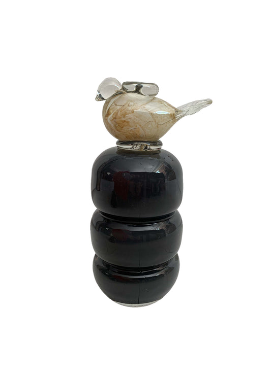 Grey guta glass candle holder