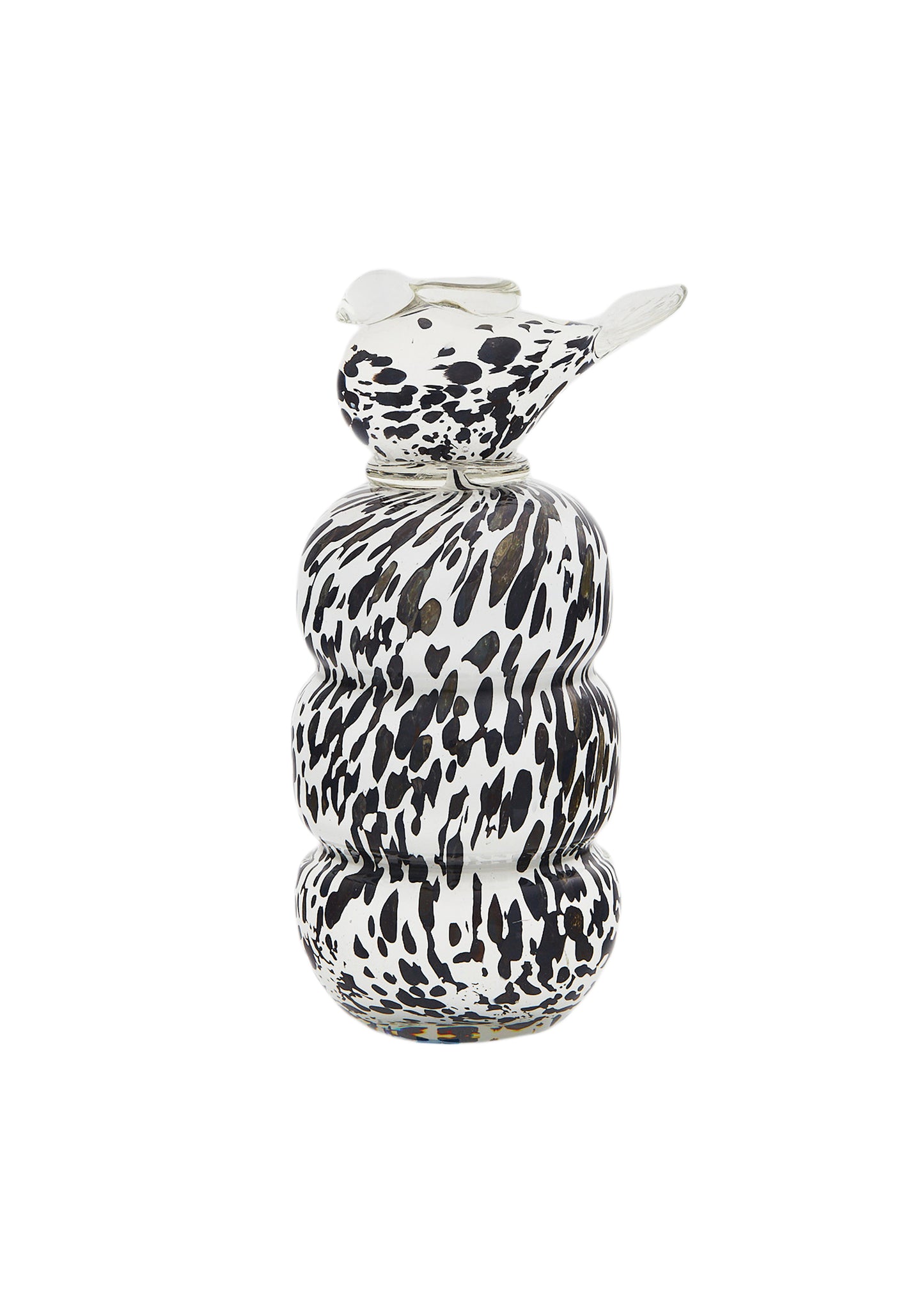 Guta glass candle holder in black and white "Ptashka"
