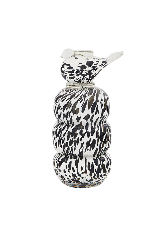 Guta glass candle holder in black and white "Ptashka"