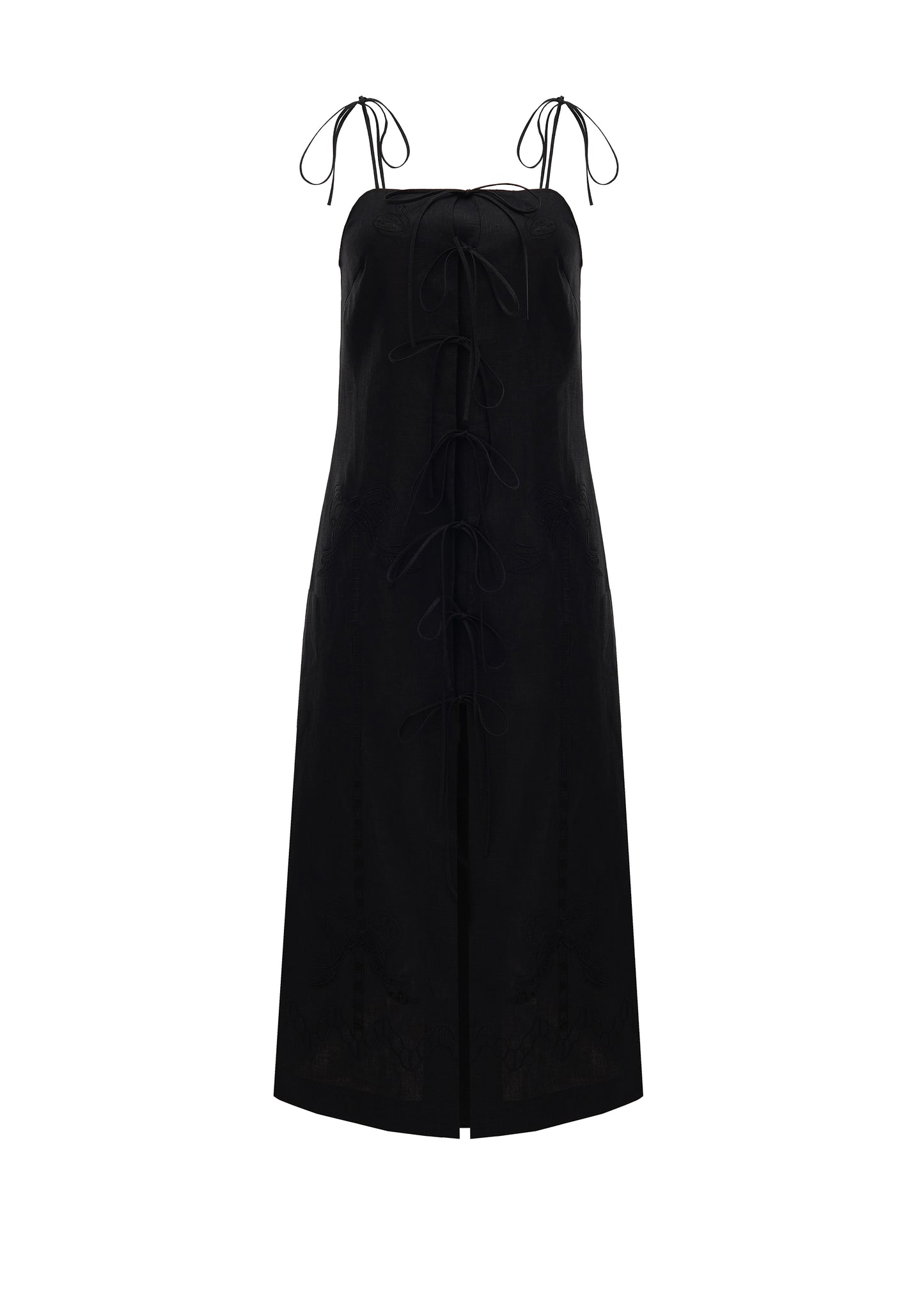 Oliana Dress With Ties in Black
