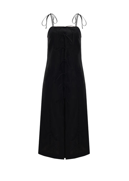 Oliana Dress With Ties in Black