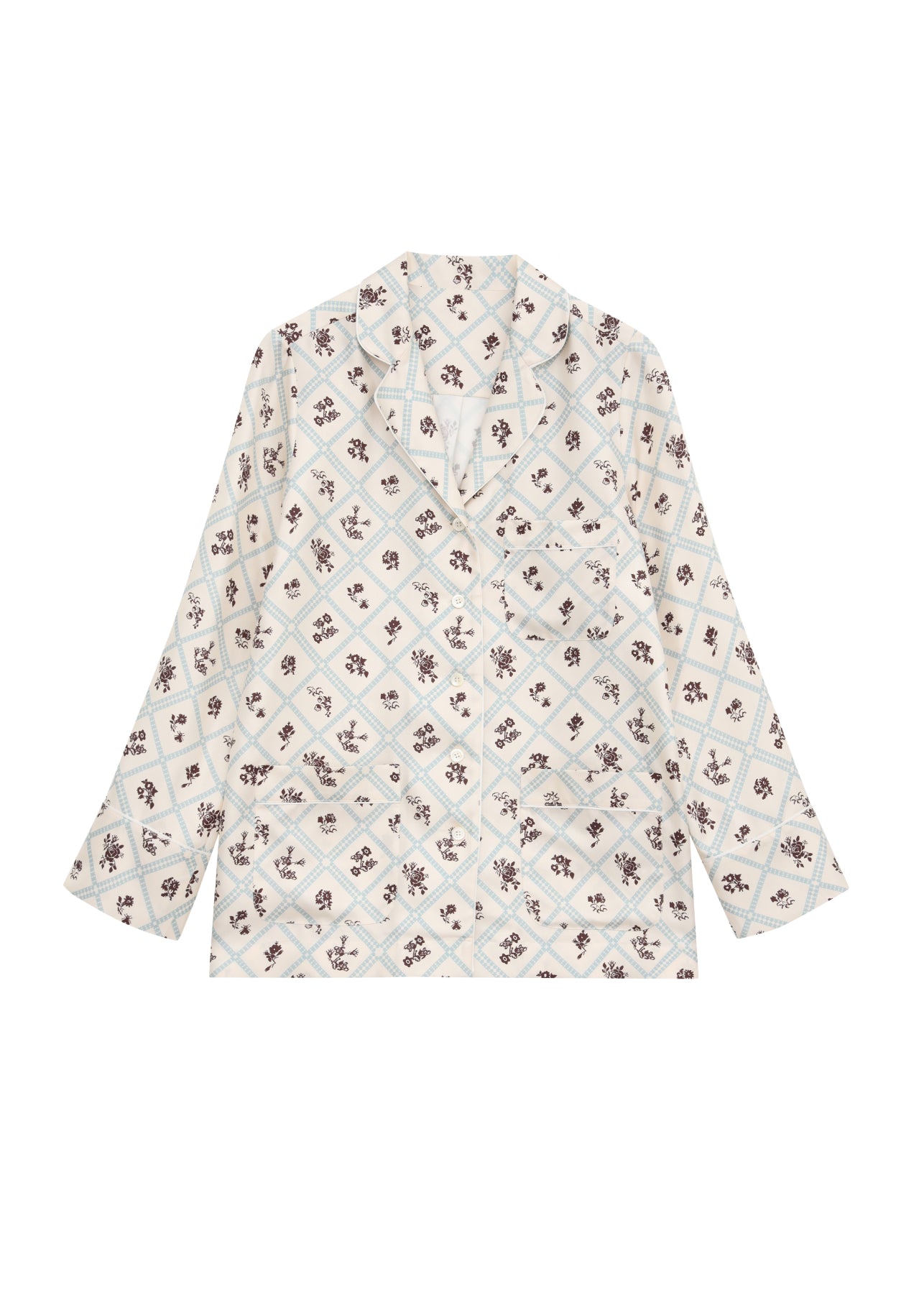 Шовкова сорочка з принтом Ружа в молочному