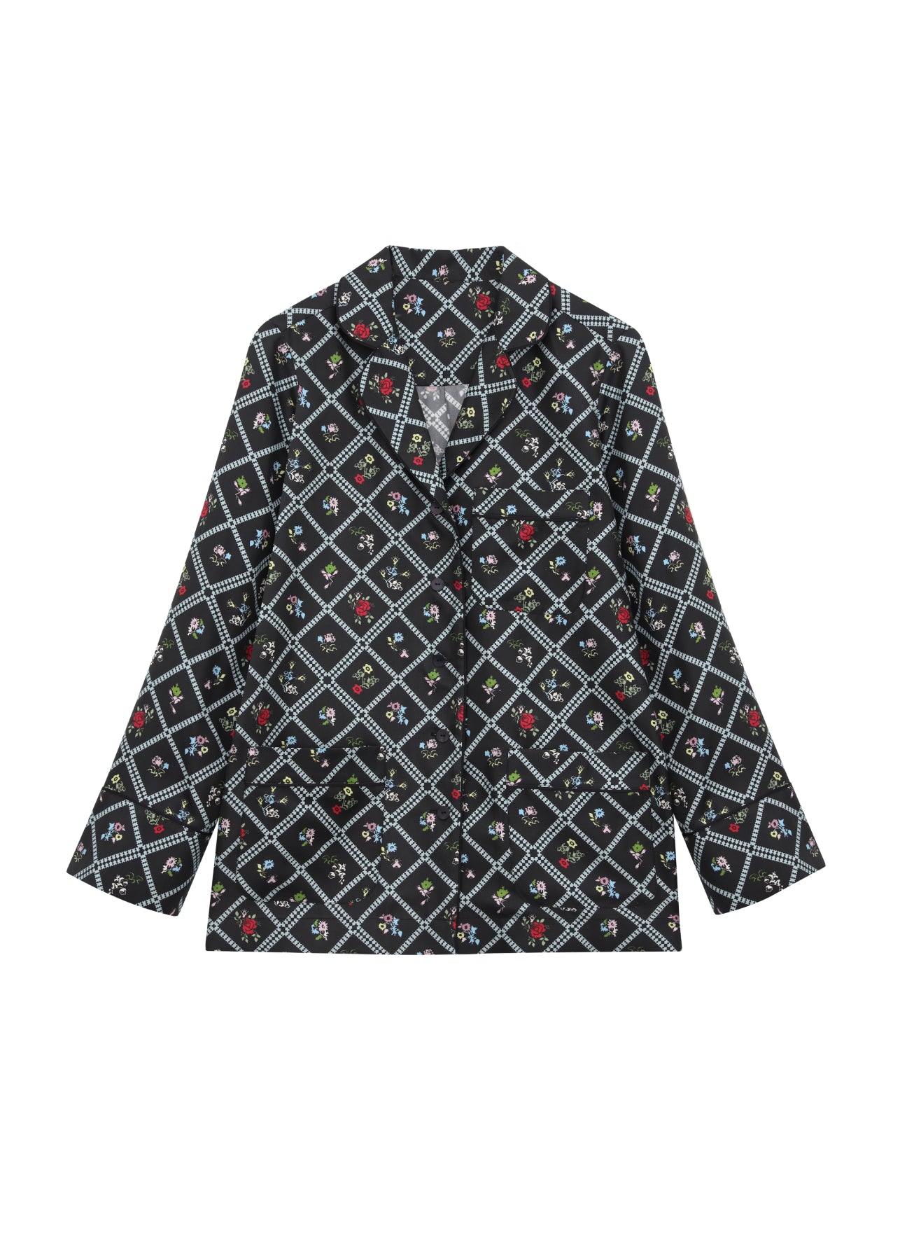 Шовкова сорочка з принтом Ружа в чорному