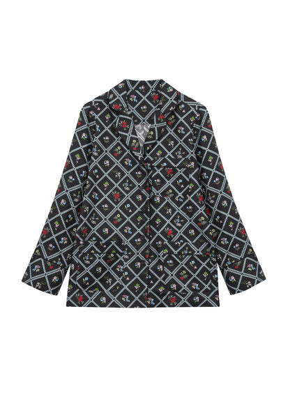 Шовкова сорочка з принтом Ружа в чорному