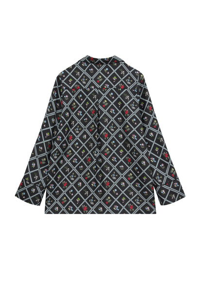 Шовкова сорочка з принтом Ружа в чорному