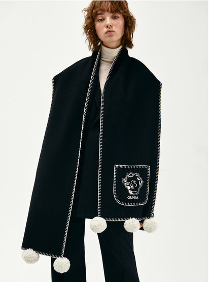 Шарф вовняний чорний