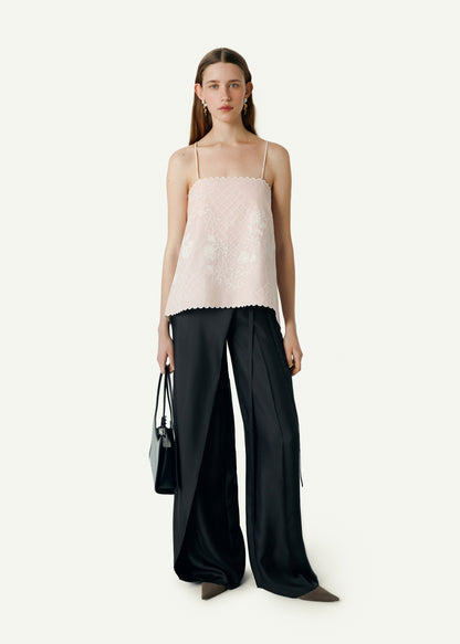 Open Back Embroidered Top in pink