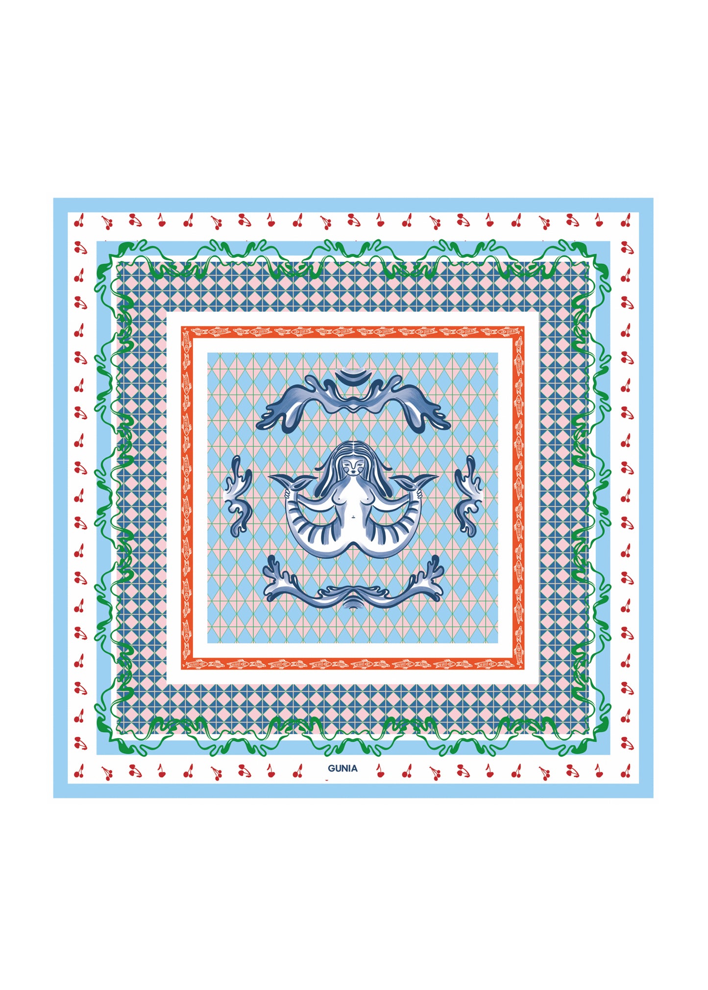 Silk headscarf with a siren