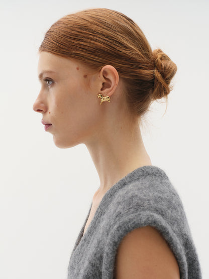 Сережки Підкова і коник в позолоті з цирконієм