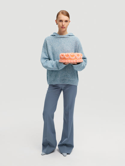 Hooded Mélange Sweater in Blue