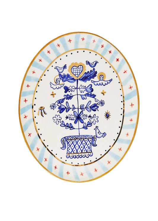 Oval plate with a Tree of life
