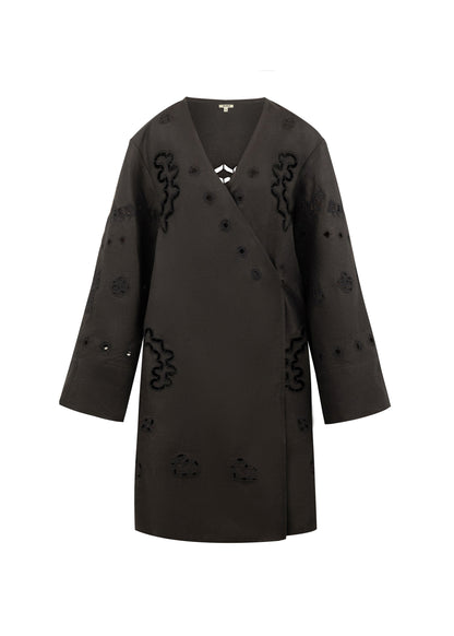 LIANA Black Embroidered Robe 