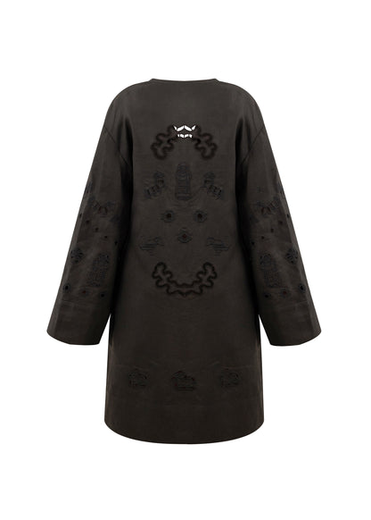 LIANA Black Embroidered Robe 
