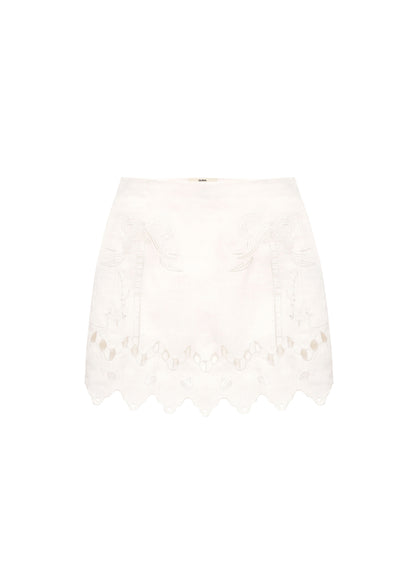 Yasna Embroidered Skirt in Milk