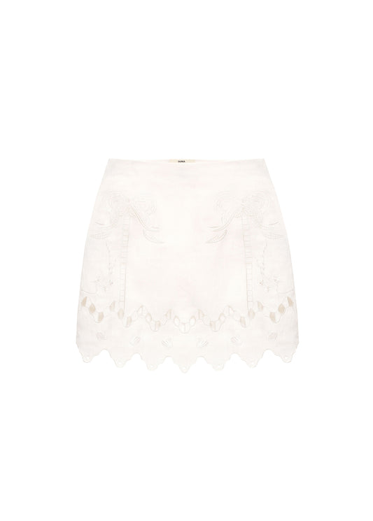Yasna Embroidered Skirt in Milk