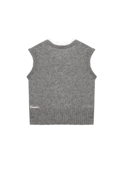 Жилет з мереживом сірий