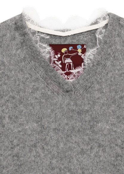 Жилет з мереживом сірий