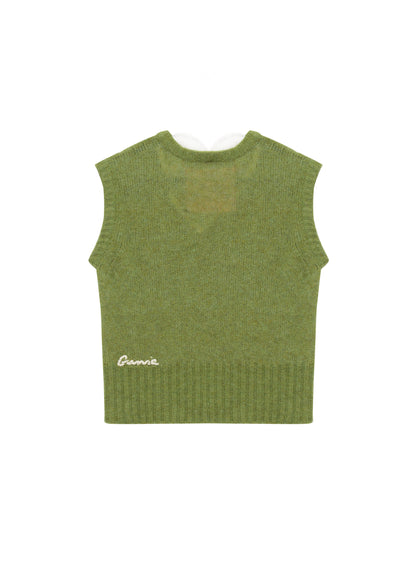Lace-trimmed Vest in Green