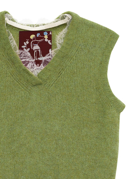 Lace-trimmed Vest in Green