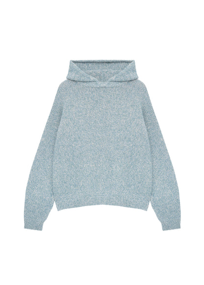 Hooded Mélange Sweater in Blue