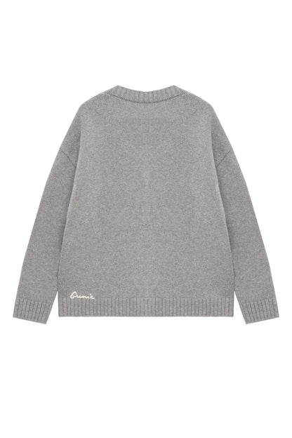 Lace-trimmed Cardigan in Grey 