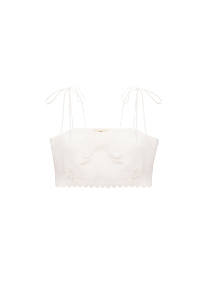 Yasna Embroidered Bra in Milk