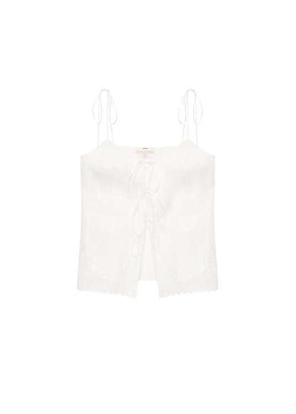 Eva tie-strap Tank Top in Milk