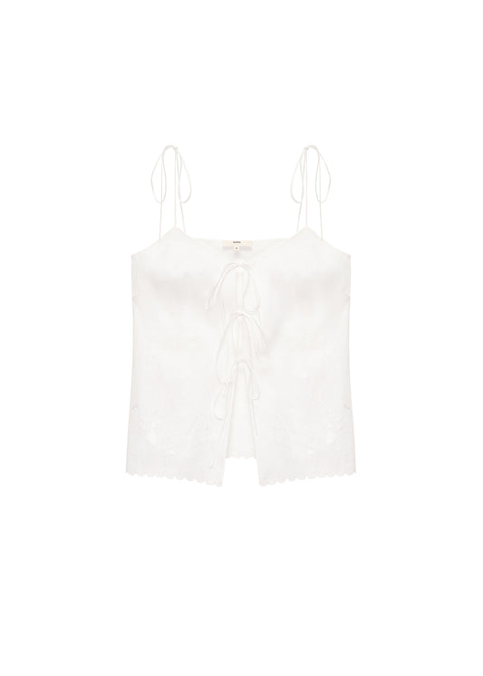 Eva tie-strap Tank Top in Milk