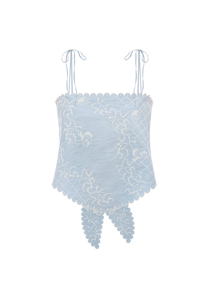 Топ-хустка з вишивкою Тин блакитний