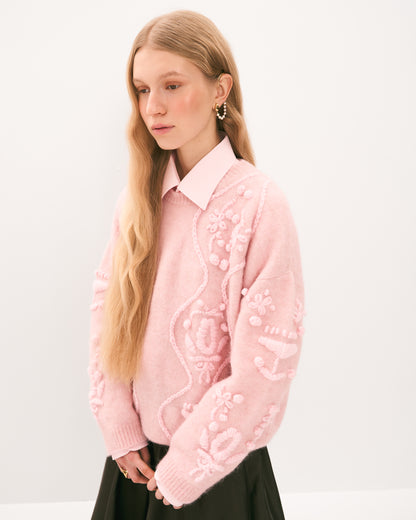 Светр Квіти рожевий