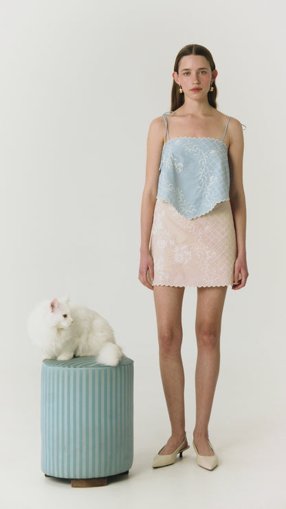 Топ-хустка з вишивкою Тин блакитний